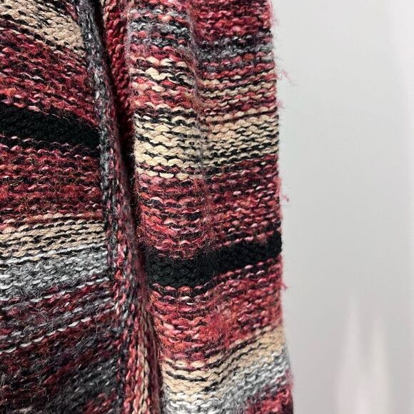 American Eagle Striped Waterfall Sweater Cardigan Size S Burgundy Pink Women’s - Picture 9 of 16